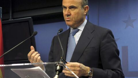 Luis De Guindos despu&eacute;s de la reuni&oacute;n del Ecofin