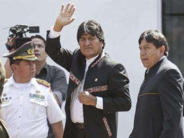 Evo Morales en el funeral de Chávez