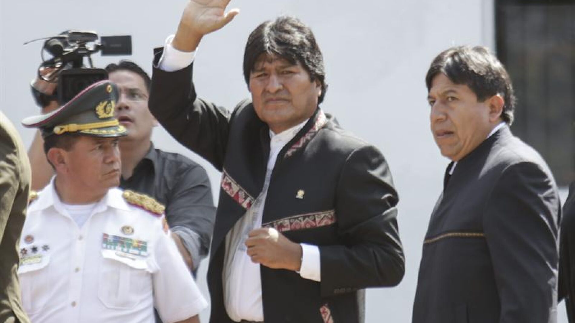 Evo Morales en el funeral de Ch&aacute;vez