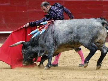 El diestro David Esteve da un pase con la muleta a su primero El diestro David Esteve da un pase con la muleta a su primero