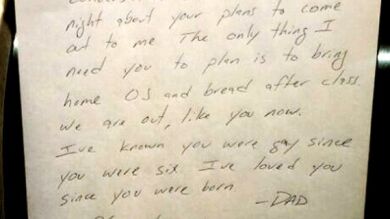 La carta de un padre aceptando la homosexualidad de su hijo se convierte en viral