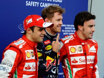 Massa, Vettel y Alonso tras la clasificación del GP de Malasia