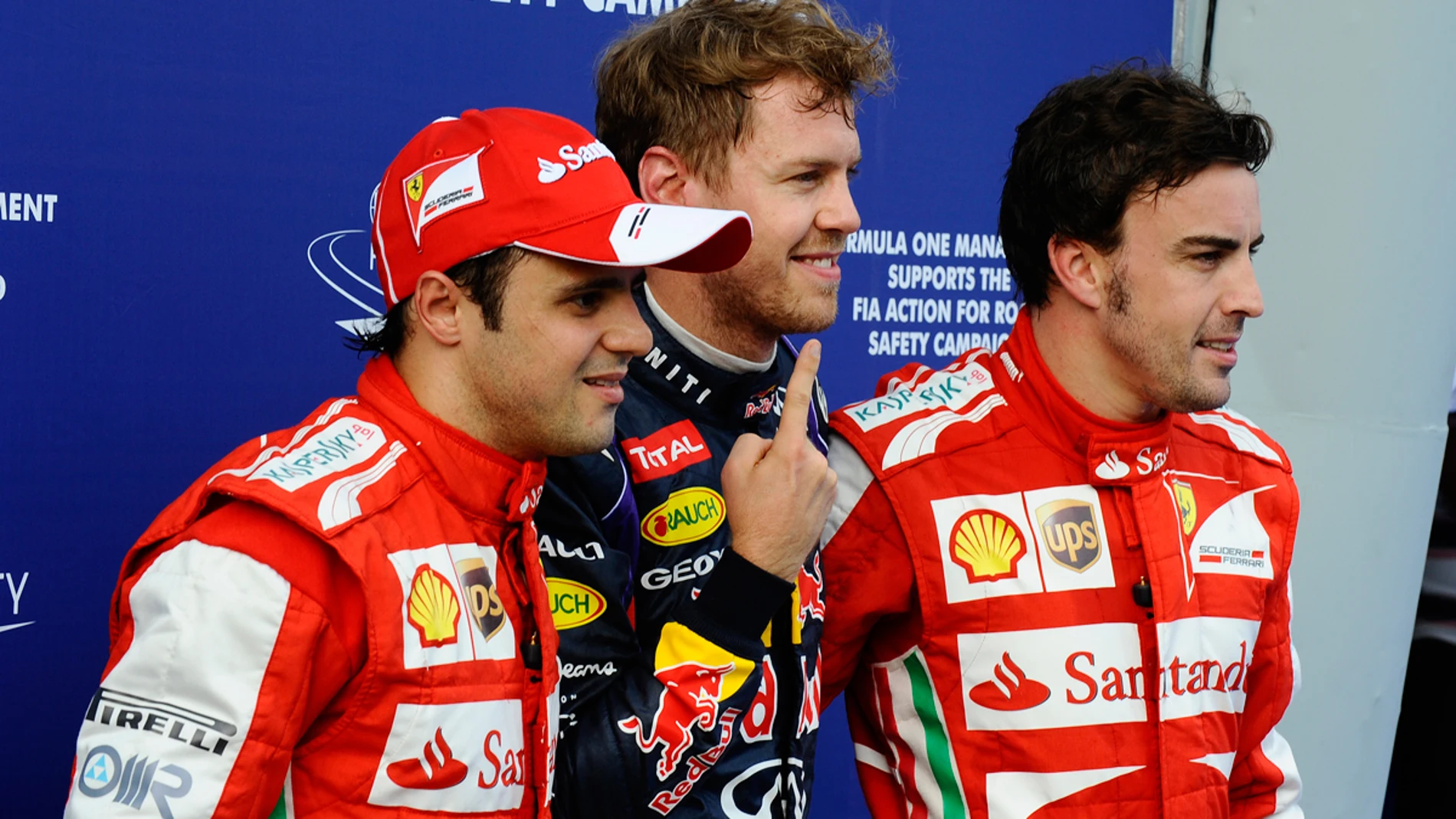 Massa, Vettel y Alonso tras la clasificación del GP de Malasia
