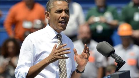 Obama durante un m&iacute;tin