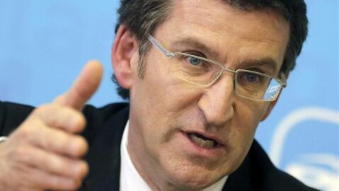 El presidente de la Xunta, Alberto N&uacute;&ntilde;ez Feij&oacute;o, en rueda de prensa
