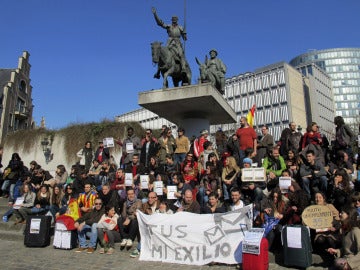 Manifestación en la Place d'Espagne de Bruselas