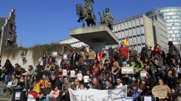 Manifestación en la Place d'Espagne de Bruselas