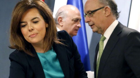 Soraya S&aacute;enz de Santamar&iacute;a, en la rueda de prensa del Consejo de Ministros