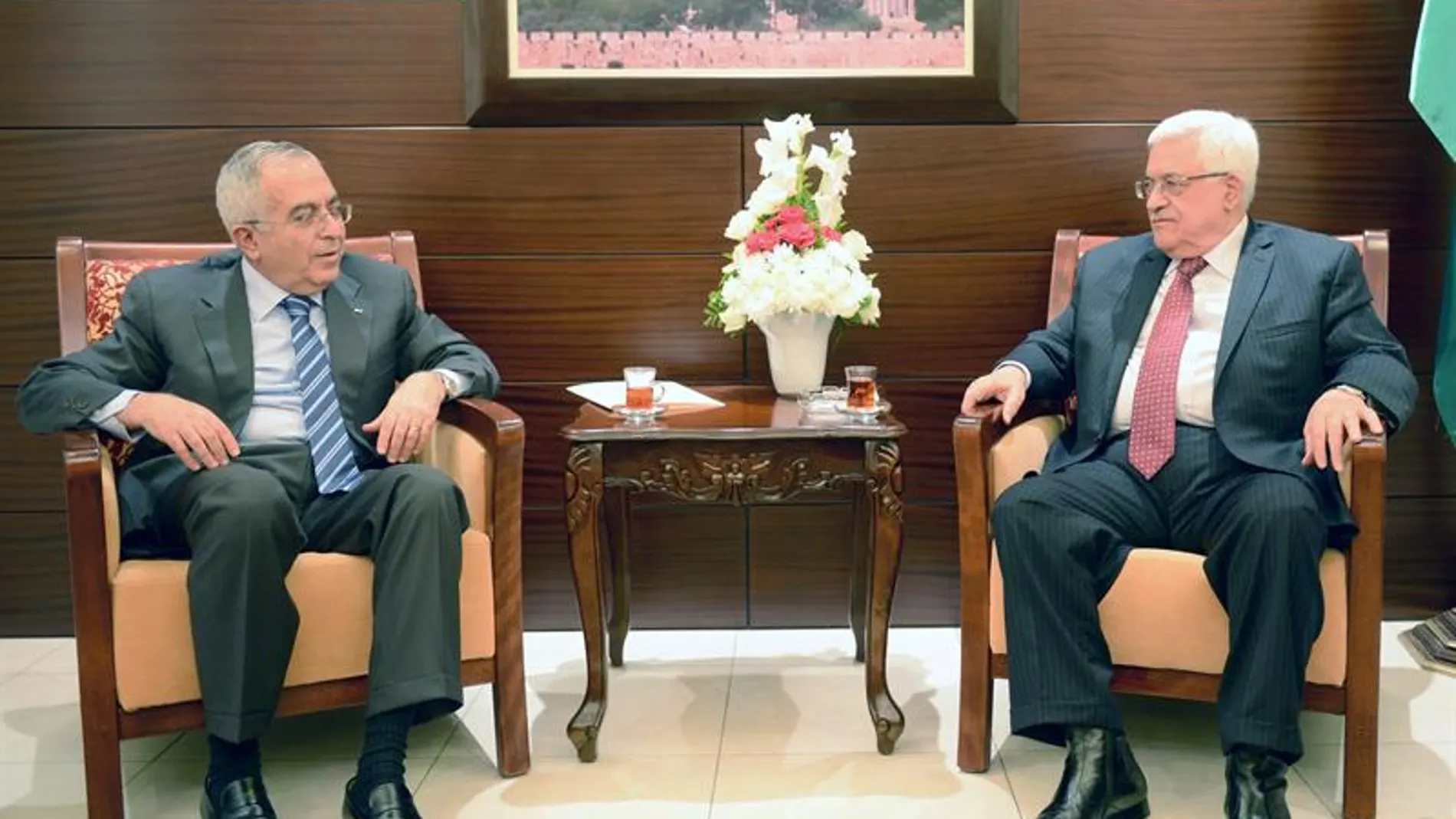 El presidente de la Autoridad Palestina y el exprimer ministro palestino El presidente de la Autoridad Palestina y el exprimer ministro palestino