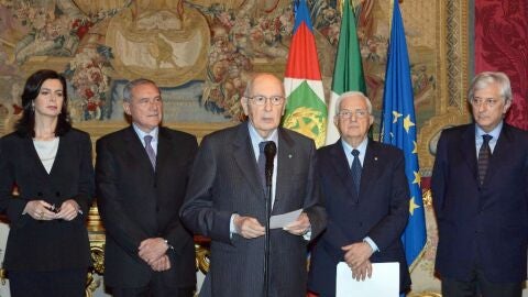 Giorgio Napolitano tras ser reelegido jefe de la Rep&uacute;blica