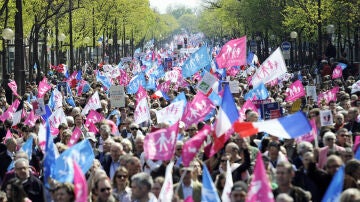 Manifestantes en París