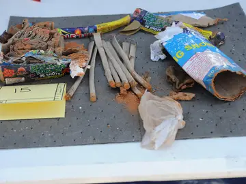 Material pirotécnico encontrado en el cuarto de Dzhokhar Material pirotécnico encontrado en el cuarto de Dzhokhar