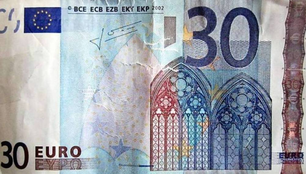 Billete falso de 30 euros