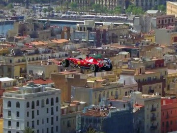 El Ferrari vuela sobre Barcelona