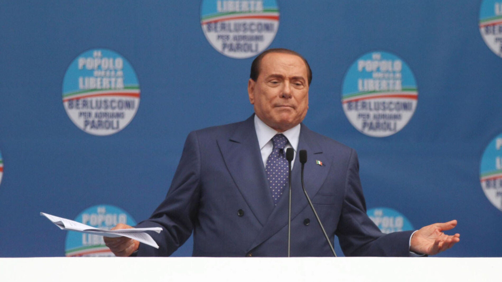 Silvio Berlusconi en un mitin