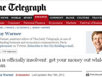 'The Telegraph' afirma que España es insolvente 