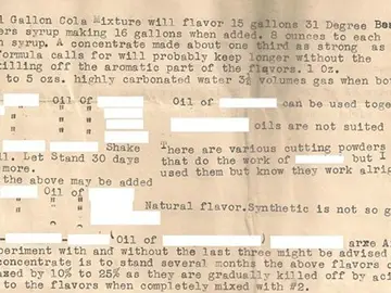 Documento con la fórmula de la coca cola Documento con la fórmula de la coca cola