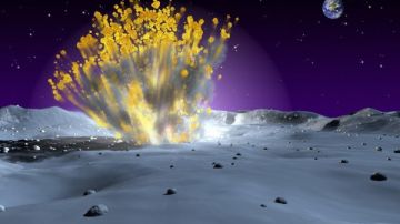 Recreación de la colisión del meteorito