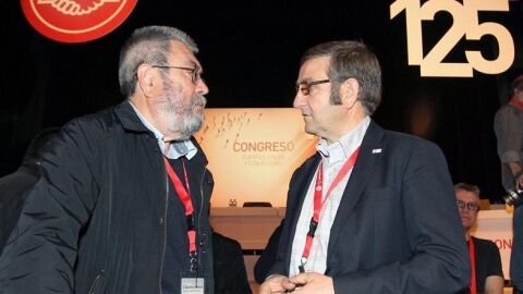 Los secretarios generales de UGT y UGT-Euskadi, C&aacute;ndido M&eacute;ndez y D&aacute;maso Casado