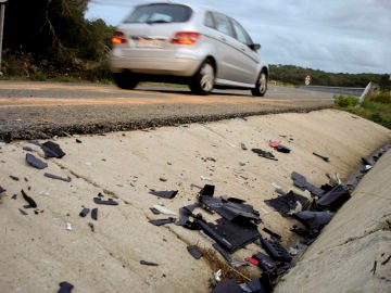 Lugar de un accidente de moto en una carretera española