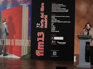 La presidenta de la Feria del Libro de Madrid, Pilar Gallego, durante la presentación La presidenta de la Feria del Libro de Madrid, Pilar Gallego, durante la presentación