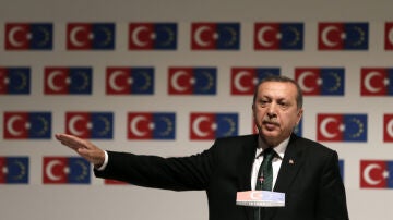 El primer ministro turco, Recep Tayyip Erdogan, en su discurso