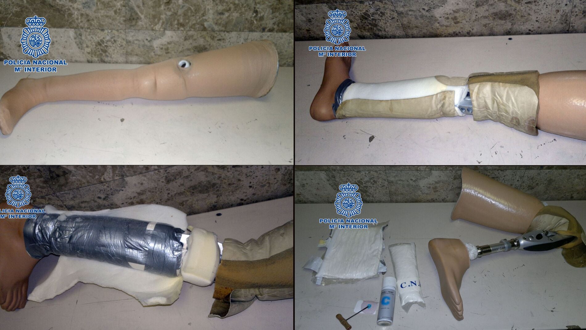Droga incautada en una pierna ortop&eacute;dica