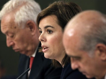 Soraya Sáenz de Santamaría, José Manuel García-Margallo y Jorge Fernández Díaz