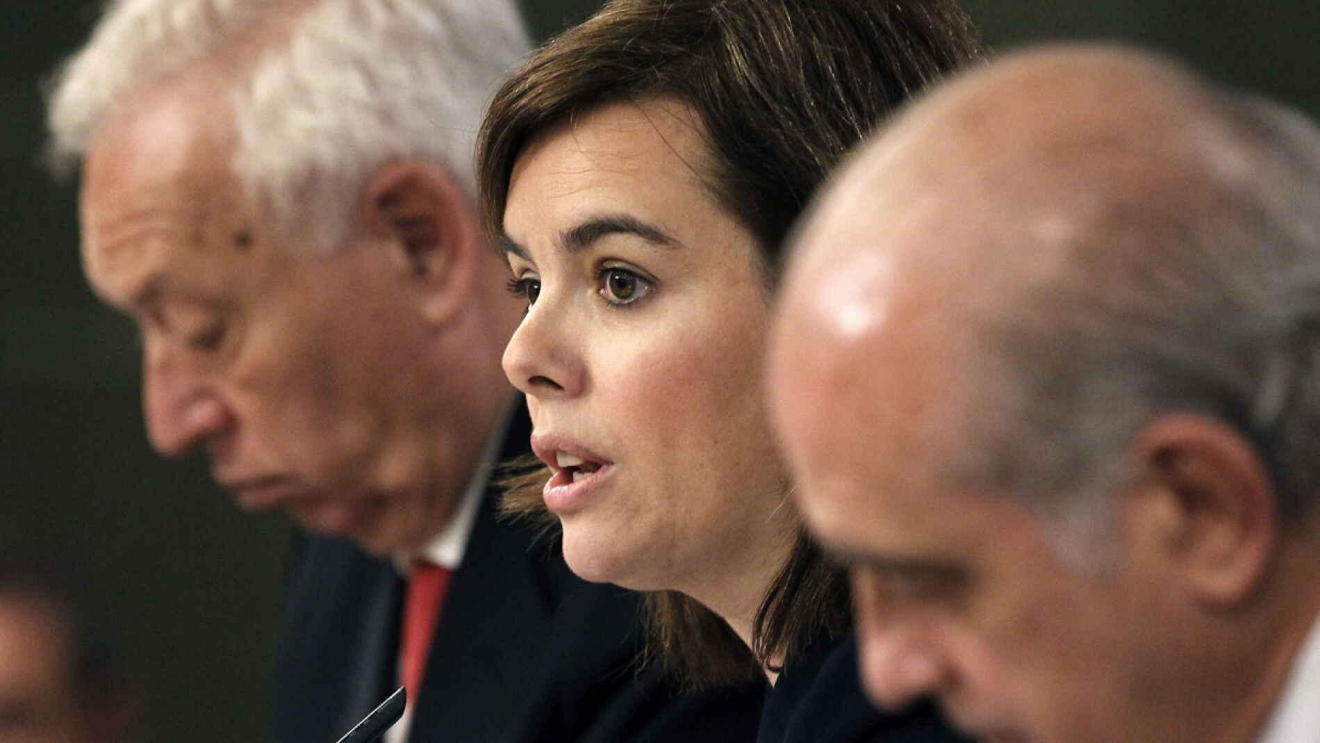 Soraya S&aacute;enz de Santamar&iacute;a, Jos&eacute; Manuel Garc&iacute;a-Margallo y Jorge Fern&aacute;ndez D&iacute;az