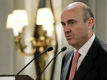 Luis de Guindos, durante su intervención en un foro Luis de Guindos, durante su intervención en un foro