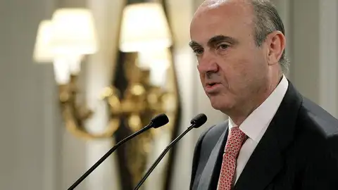 Luis de Guindos, durante su intervención en un foro Luis de Guindos, durante su intervención en un foro