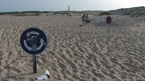 Las dunas entierran los accesos a la playa en la costa gaditana por el viento
