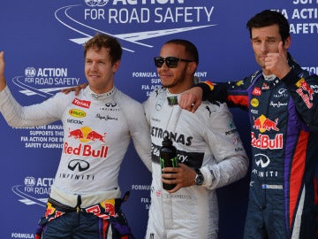 Hamilton, Vettel y Webber, tras la clasificación