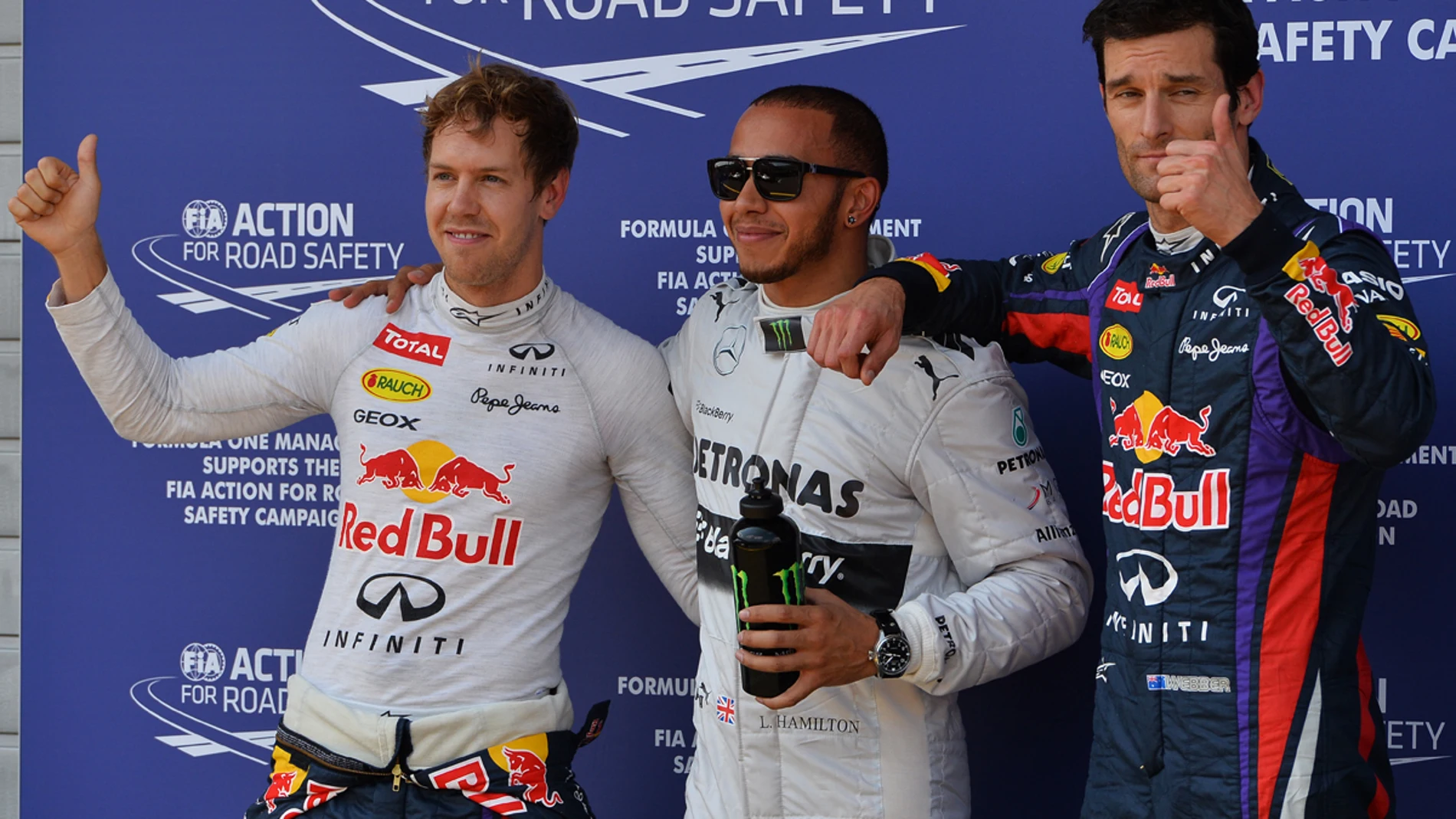 Hamilton, Vettel y Webber, tras la clasificación