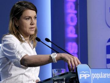 María Dolores de Cospedal, en la sede del PP