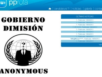 Página web del PP de la localidad de Rota hackeada por Anonymous