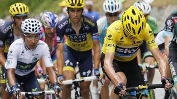 Nairo Quintana, Alberto Contador y Christopher Froome durante el ascenso