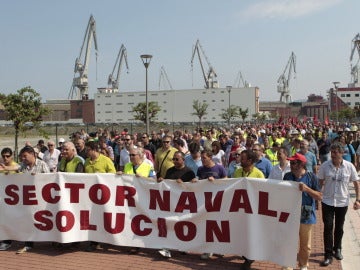 Los astilleros protestan en Sestao Los astilleros protestan en Sestao