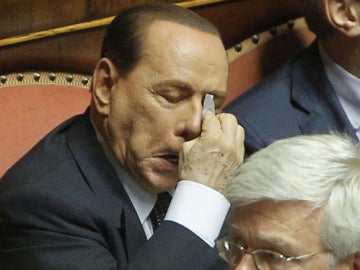 Silvio Berlusconi durante la moción de censura contra el ministro italiano de Interior