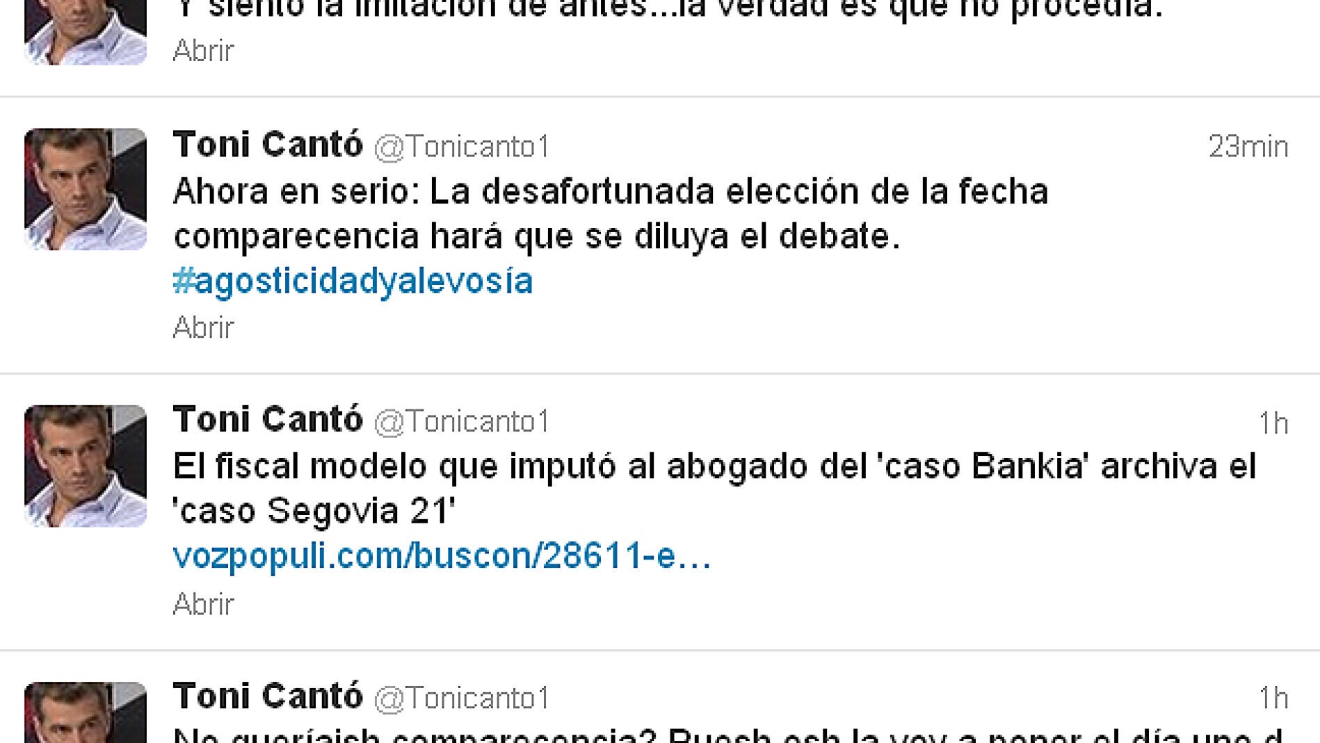 Twitter Toni Cant&oacute;