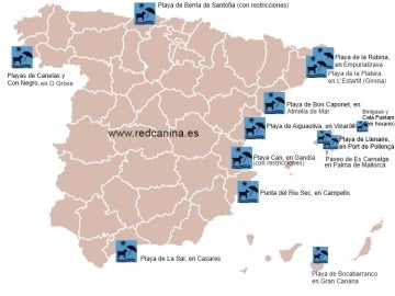 Mapa de las playas en las que permiten perros