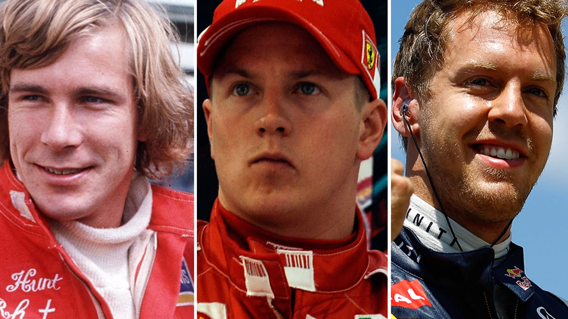Hunt, Raikkonen y Vettel.