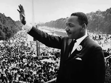 Martin Luther King en medio de un discurso. Martin Luther King en medio de un discurso.