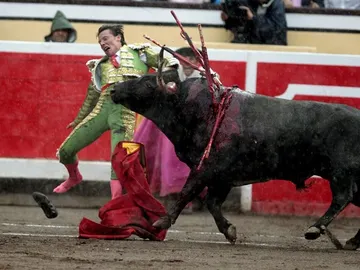 El diestro Diego Urdiales sufrió un enganchón en el segundo de su lote El diestro Diego Urdiales sufrió un enganchón en el segundo de su lote