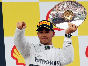 Hamilton, en el podio