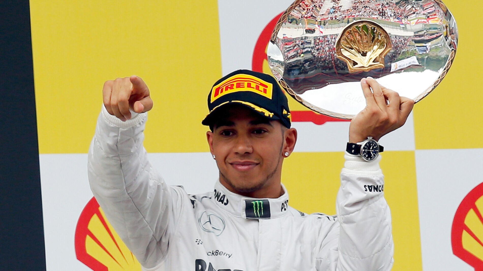 Hamilton, en el podio