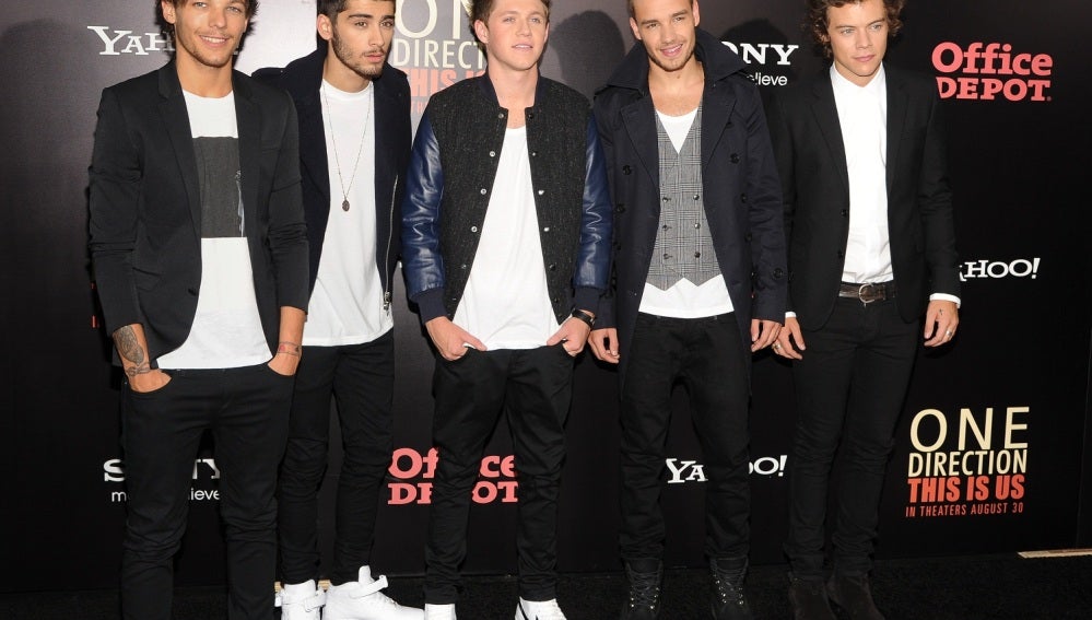Los chicos de One Direction durante la presentación de su película en Nueva York