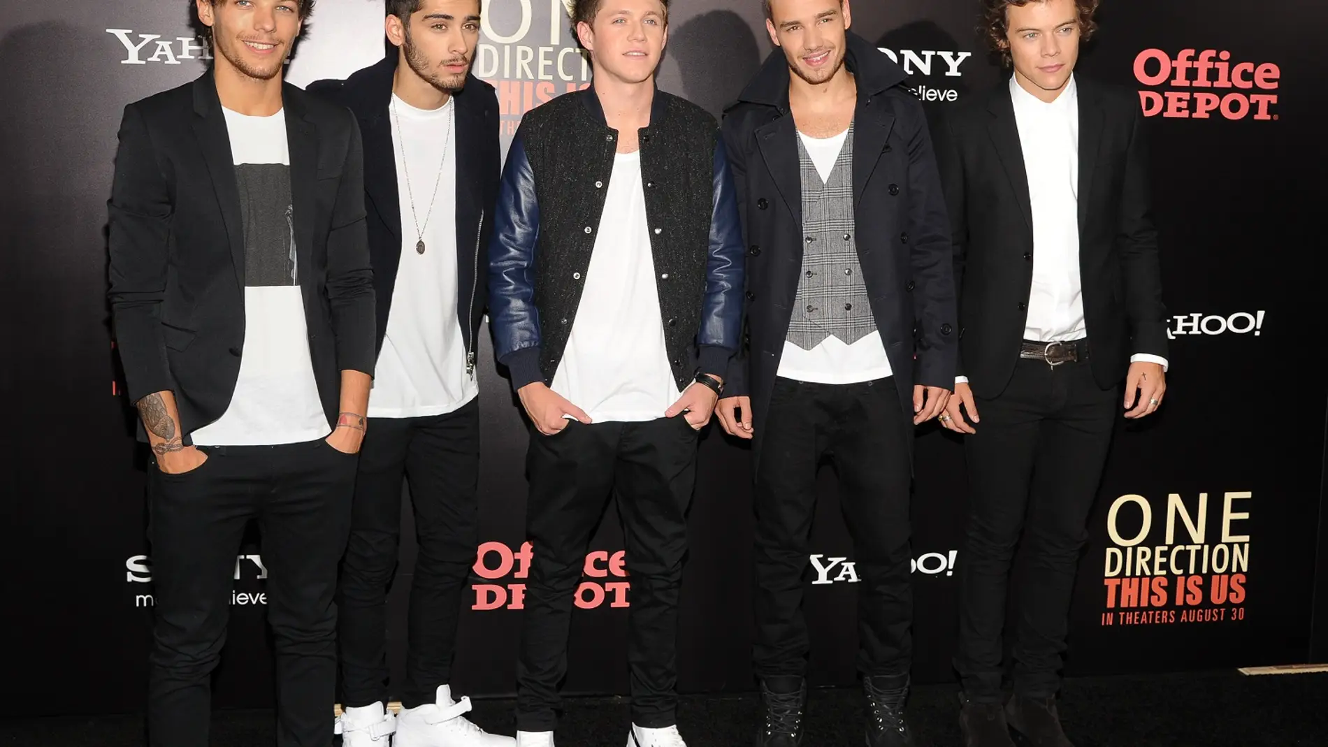 Los chicos de One Direction durante la presentación de su película en Nueva York