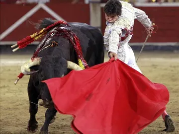 El diestro Juan del Álamo da un pase a uno de sus astados El diestro Juan del Álamo da un pase a uno de sus astados