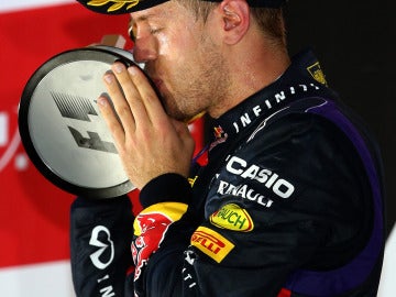 Vettel, en el podio de Singapur